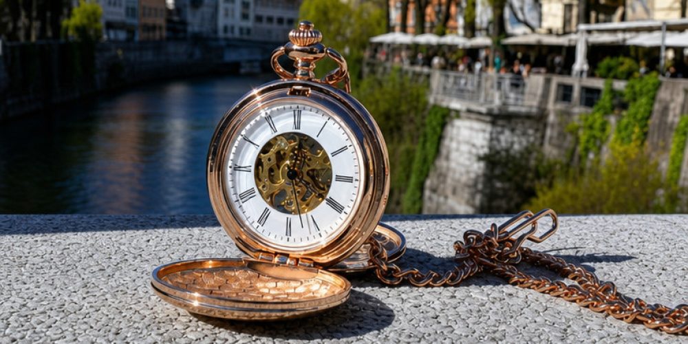 Mehanska žepna ura – rose gold