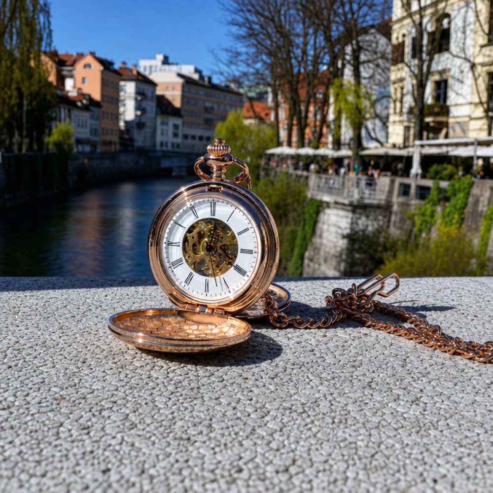 Mehanska žepna ura – rose gold